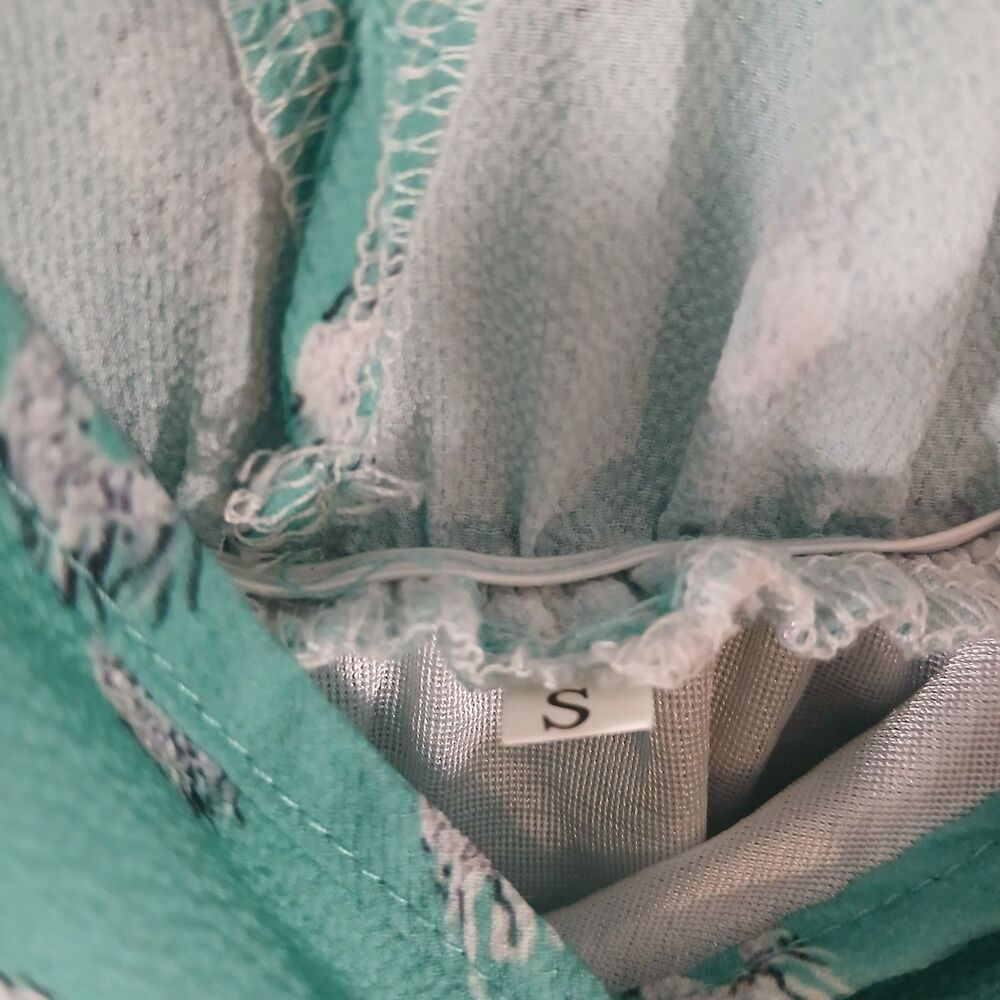 Teal Boho Tiered Maxi Dress Small Cottagecore Fairycore Stretch Flowy Coastal - Picture 6 of 8